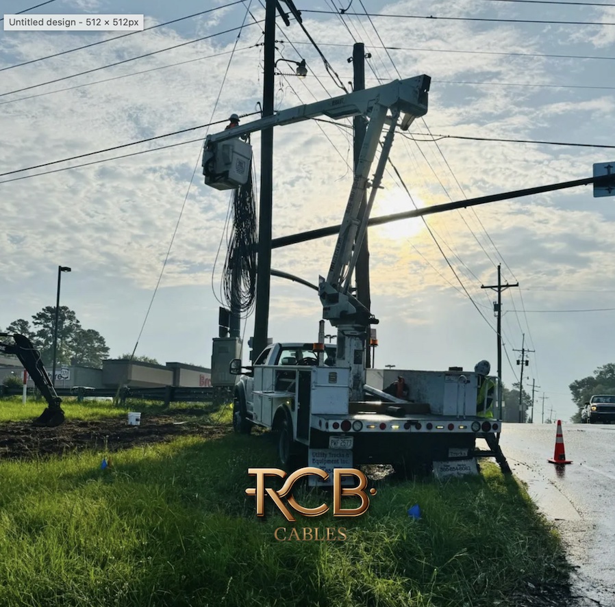 RCB USA Cables truck parked roadside, ready for fiber optic installation services, showcasing expertise in high-speed cable infrastructure